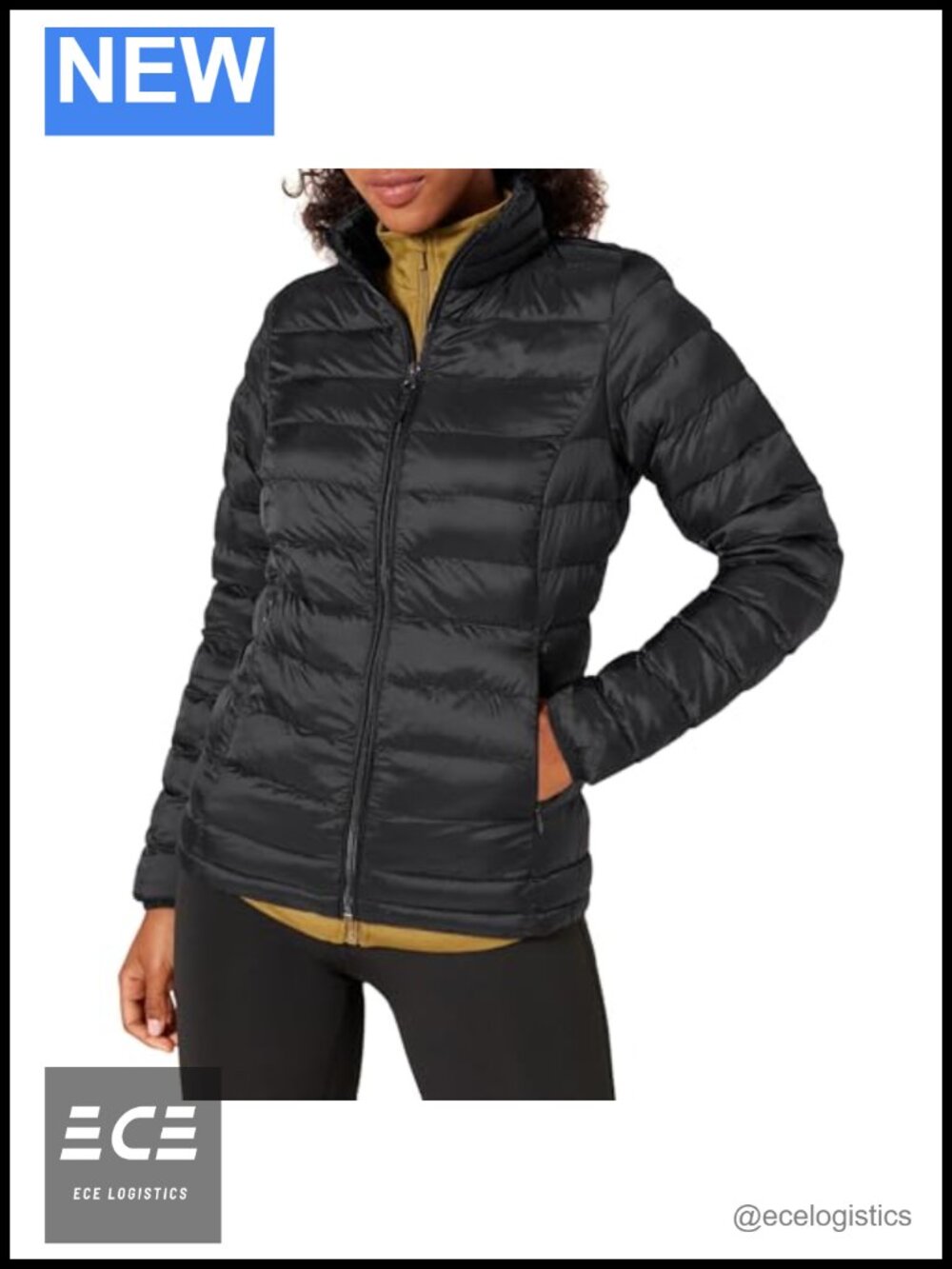 Essentials Women's Lightweight Water-Resistant Packable Puffer Jacket